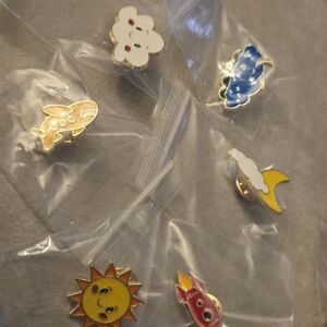 Enamel Pin Set - Colorful Sun, Cloud, Moon & Rocket Accessories